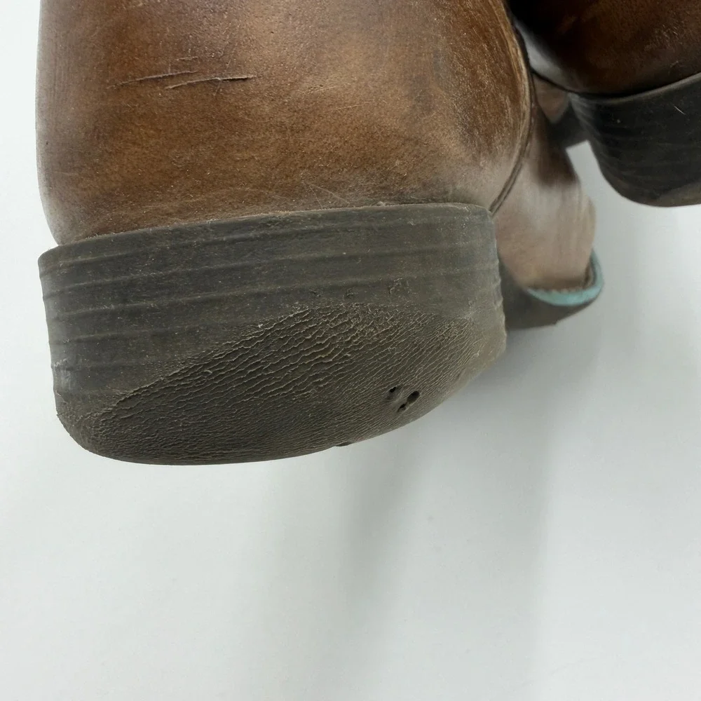 Ariat Kids Fatbaby Heritage Western Boots Size 1 Brown Turquoise Leather